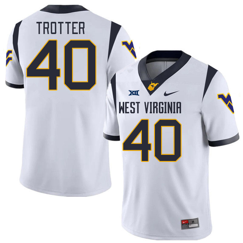 #40 Josiah Trotter West Virginia Mountaineers College 2024 New Uniforms Football Jerseys Stitched Sale-White